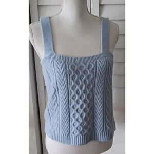 TopShop women's crop blue‎ cable knit tank top 12